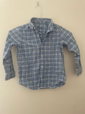 Vineyard Vines Boys' Light and Navy Blue Plaid Button-Down